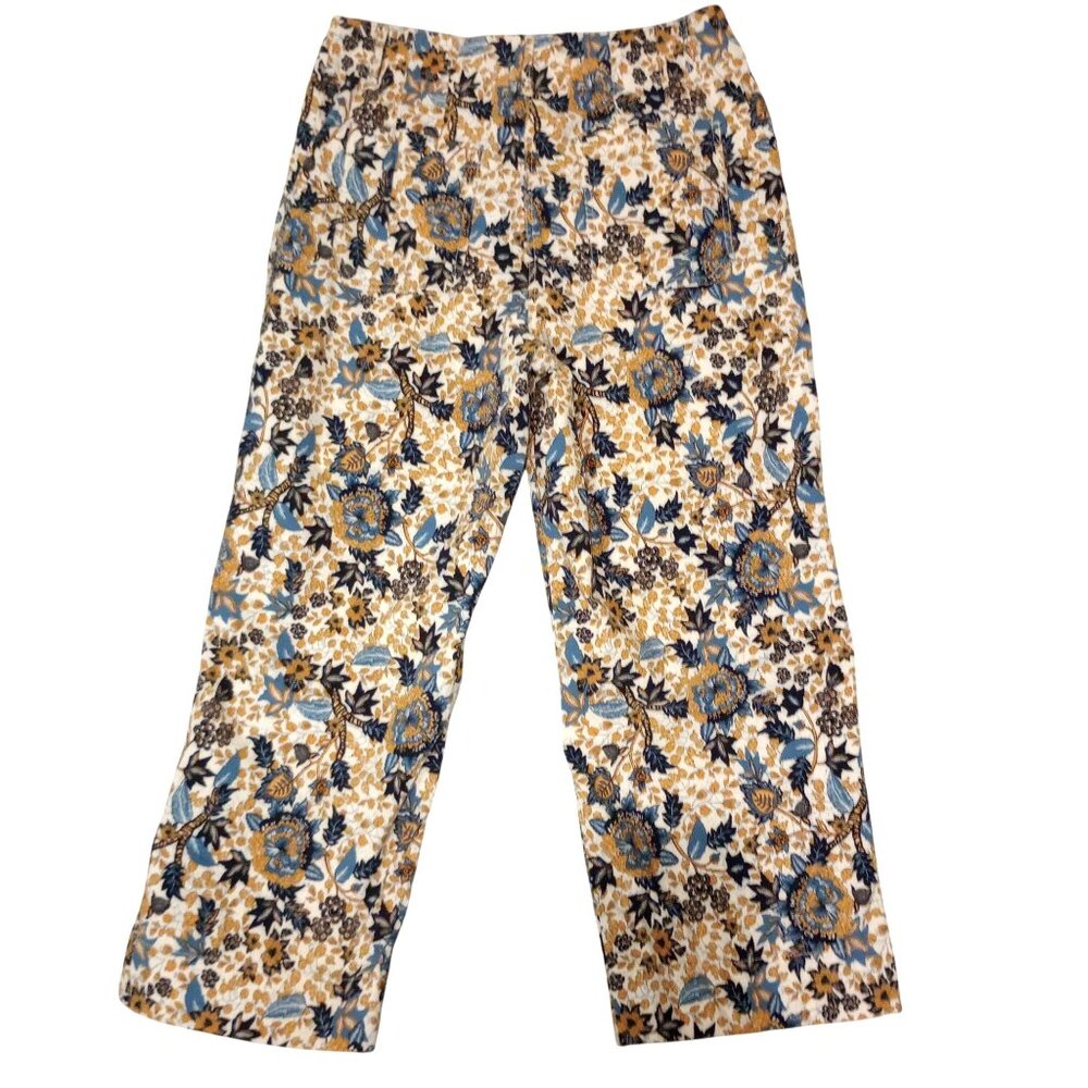 Nicole Miller Womens Floral Print Pants Wide Leg Size 12 Autumn Fall Leaves